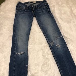 Light washed, distressed jeans
